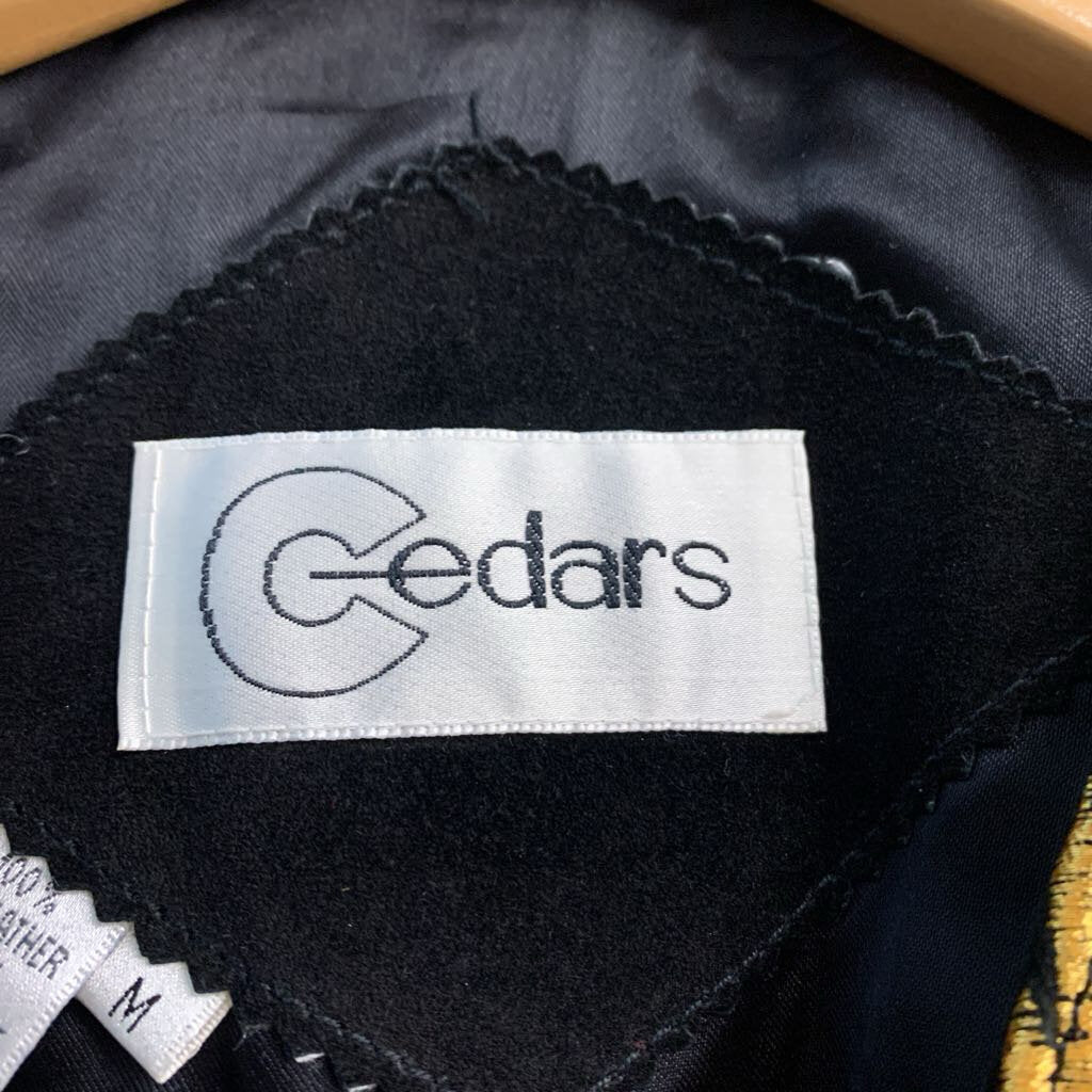 Cedars Leather Front Gold Embroidered Vest Men’s Size M