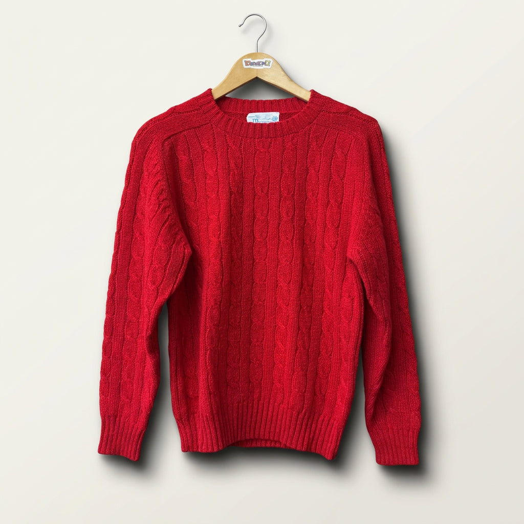 Vintage Deans Red Cable Knit Sweater Men’s Size S