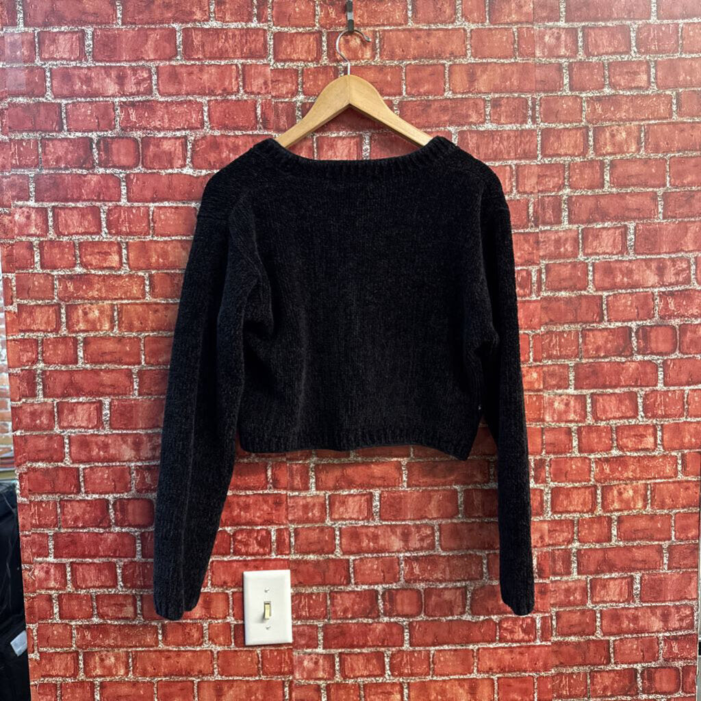 Vintage Contempo Casuals Black Thick Clasp Close Cardigan Sweater Ladies Size L