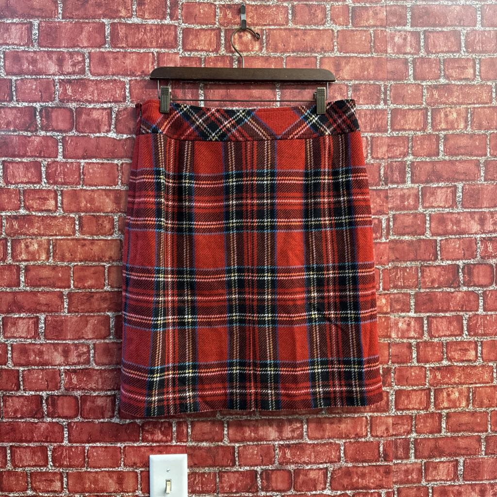 LL Bean Red Plaid Wool Mini Skirt Ladies Size 12