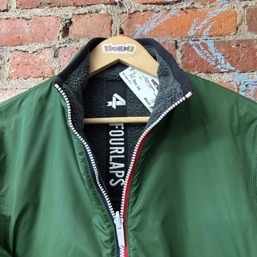 Fourlaps Zip Jacket Sherpa Lined/Reversible Green/Grey Men’s Size M