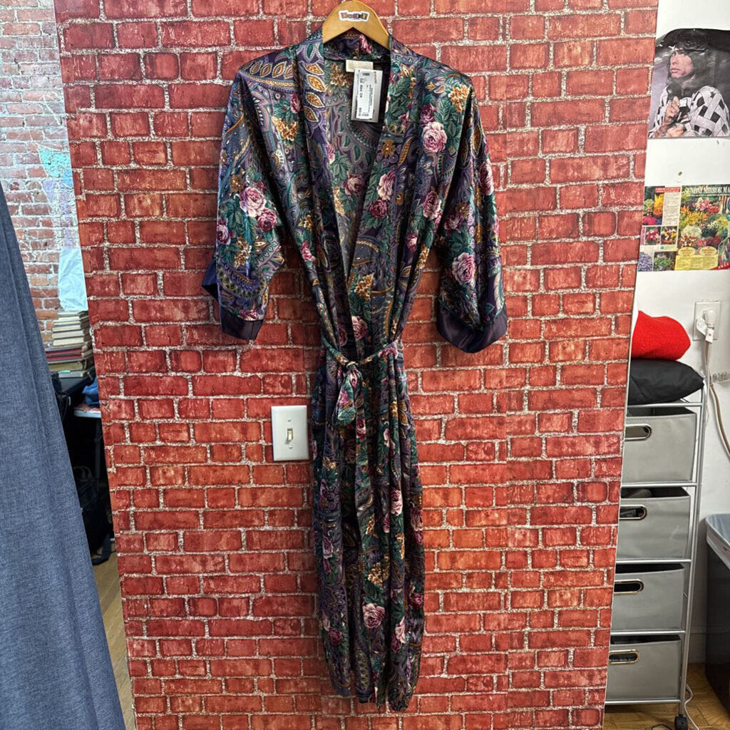 California Dynasty Purple Floral Robe Size L