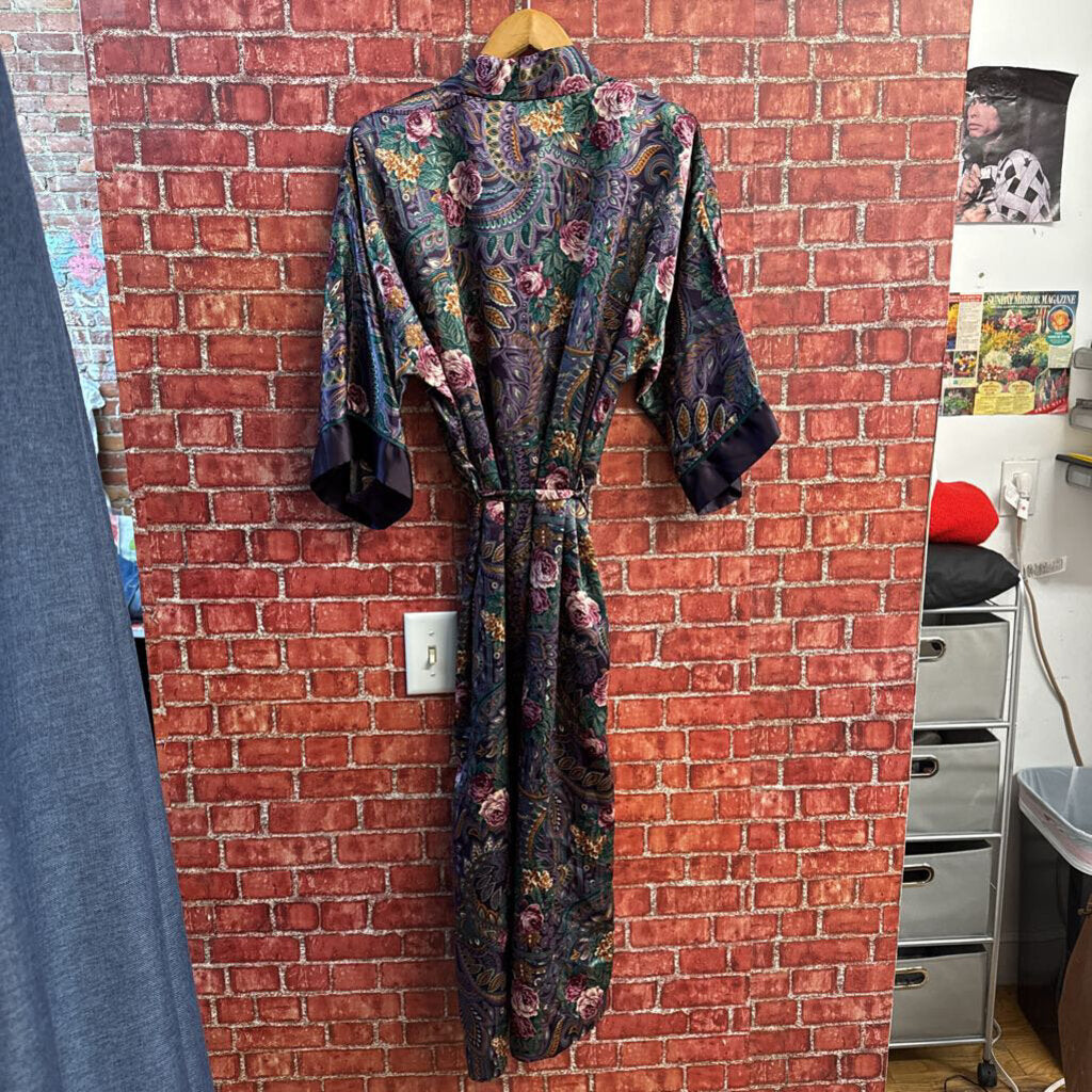 California Dynasty Purple Floral Robe Size L