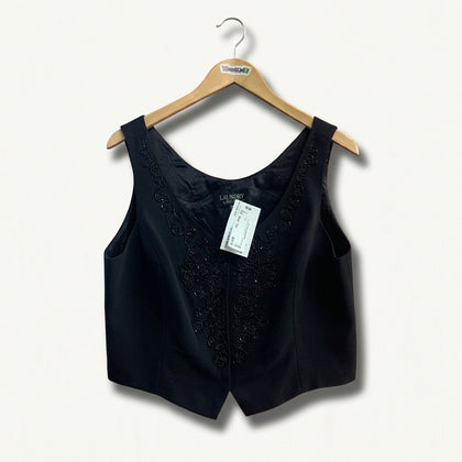 Vintage Shelli Segal Black Beaded Tank Top Ladies Size 14