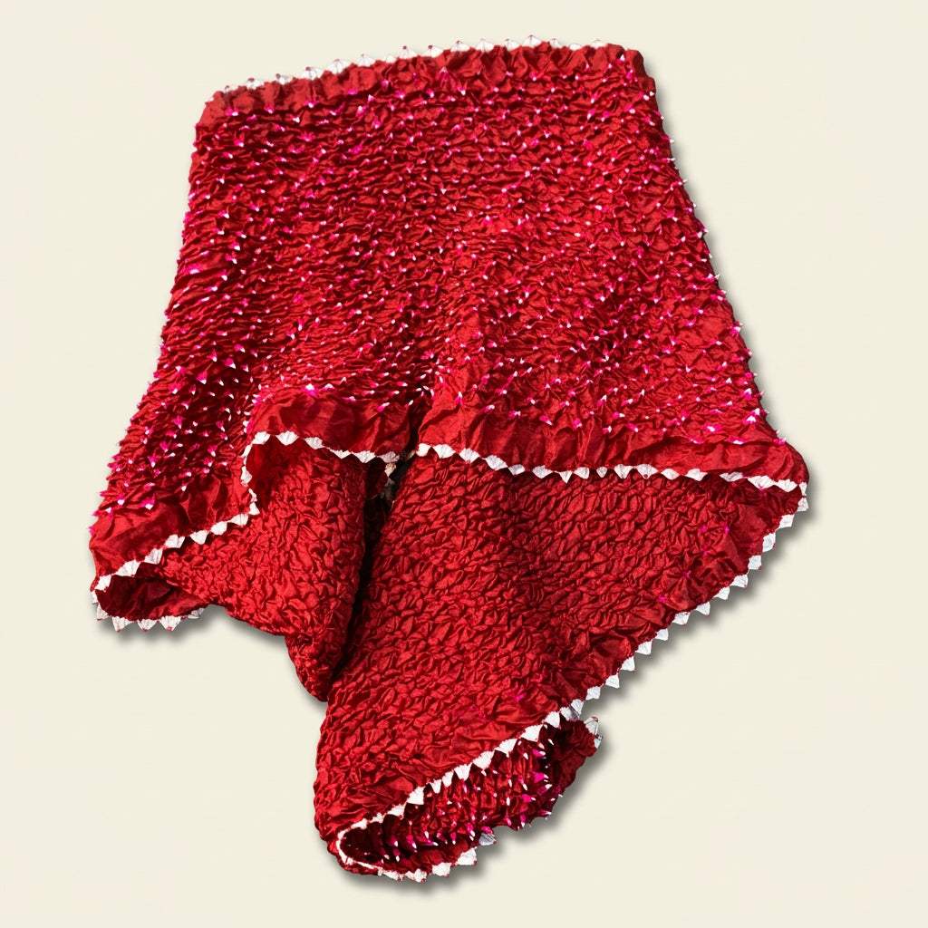 Pointy Popcorn Silk Scarf Burgundy/Pink/White