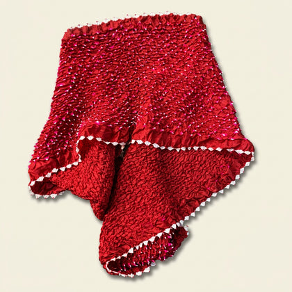 Pointy Popcorn Silk Scarf Burgundy/Pink/White