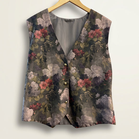 Vintage Purple Floral Vest Ladies Size L
