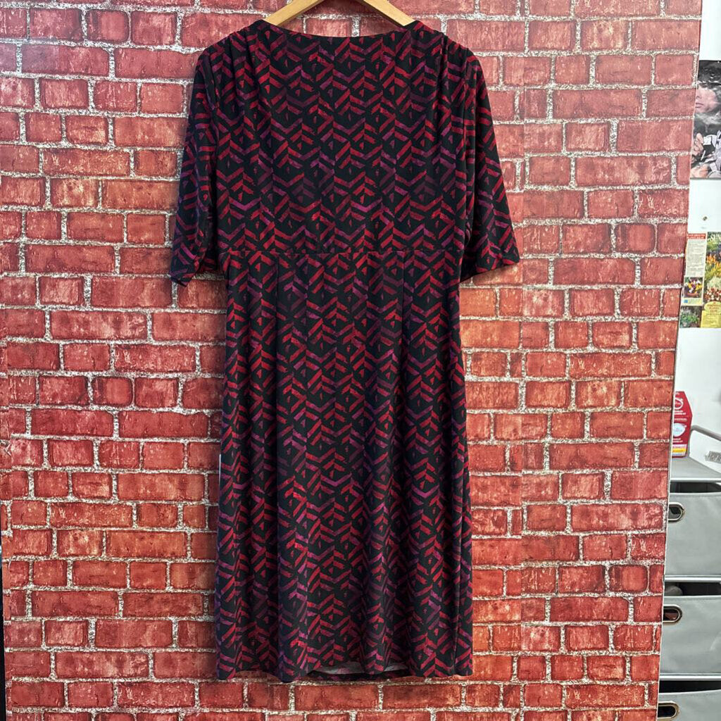 Lauren RL Ruched Purple & Red Midi Dress Ladies Size 12