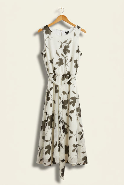 JBS White W/Black Floral Pattern Midi Dress Ladies Size 12