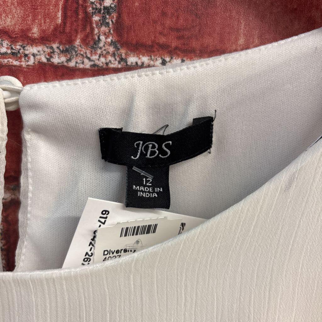 JBS White W/Black Floral Pattern Midi Dress Ladies Size 12