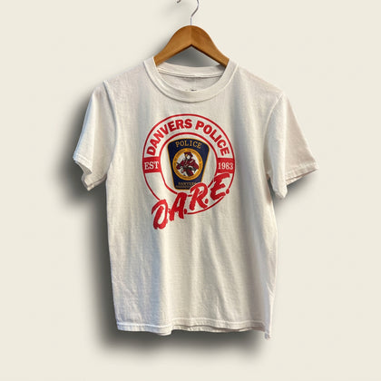 Vintage DARE T-shirt Danvers Police 1983 White/Red/Blue/Yellow Men’s Size S