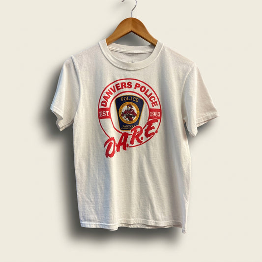 Vintage DARE T-shirt Danvers Police 1983 White/Red/Blue/Yellow Men’s Size S