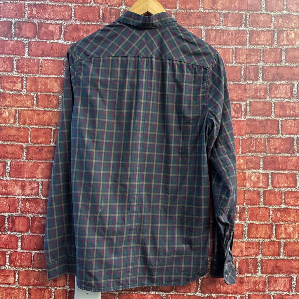 Fred Perry Plaid Button Down Long Sleeve Blue/Red/Yellow/Green Ladies Size S