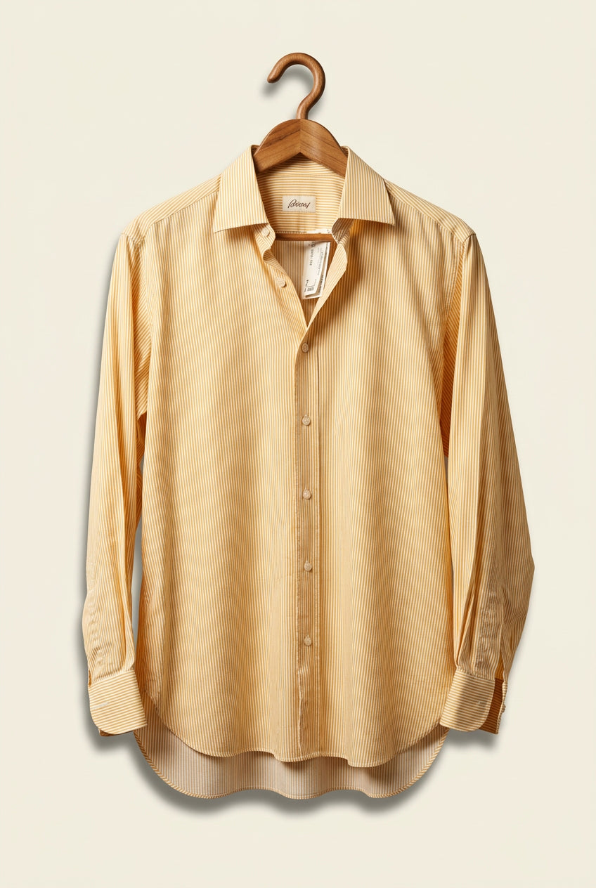 Brioni Striped Button Up Long Sleeve Orange/White Size Men’s Size XL