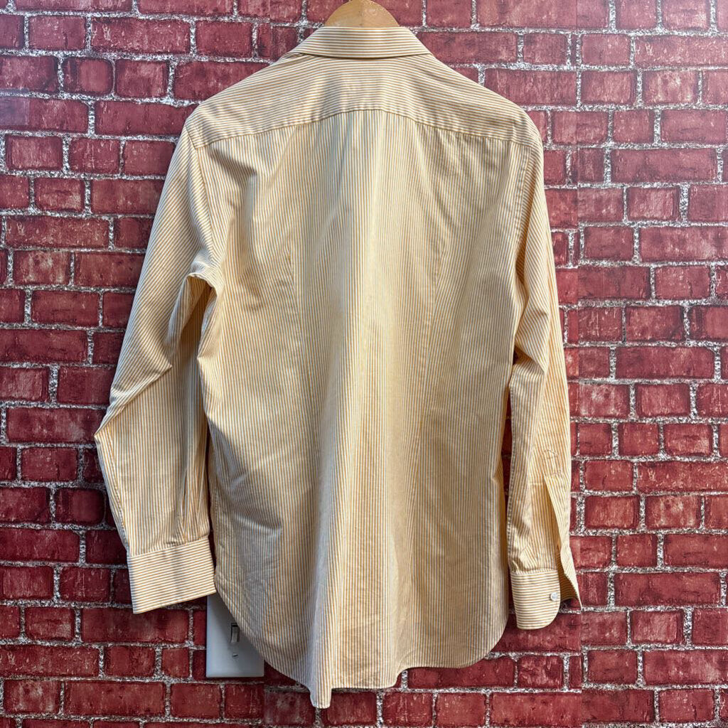 Brioni Striped Button Up Long Sleeve Orange/White Size Men’s Size XL