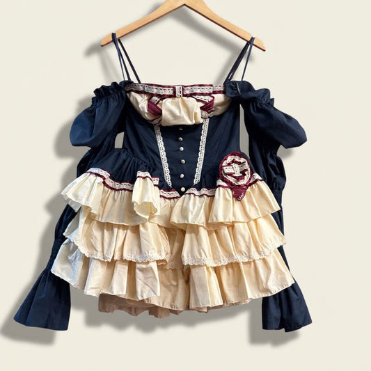 POSHEPOSE Snow White Costume Lolita Dress Navy/Ivory/Red Ladies Size S