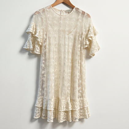 NWT Allsaints Sheer Embroidered Lace Dress Set Ivory Ladies Size S
