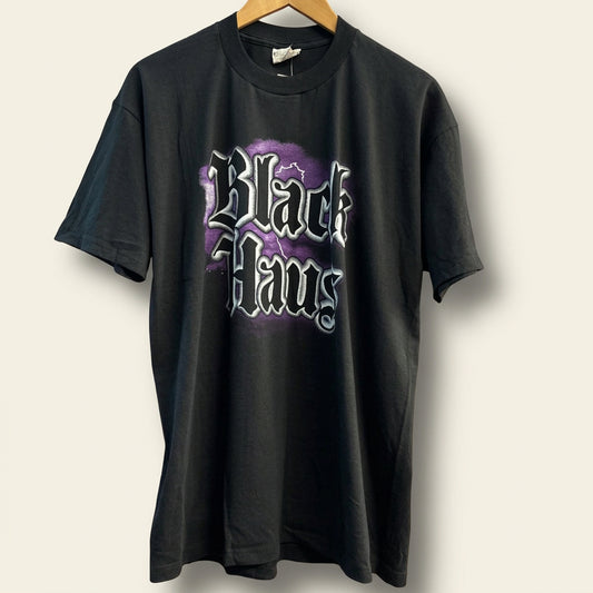 Vintage Black Haus Liqueur Lightening T-Shirt Black/Purple/White Ladies Size L