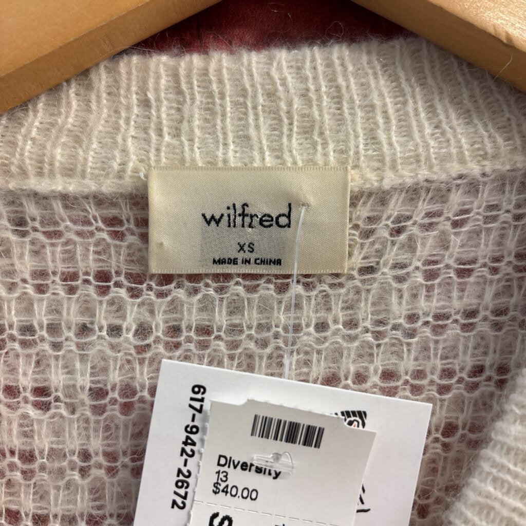 Wilfred Cropped Puff Knit Cardigan White Ladies Size XS