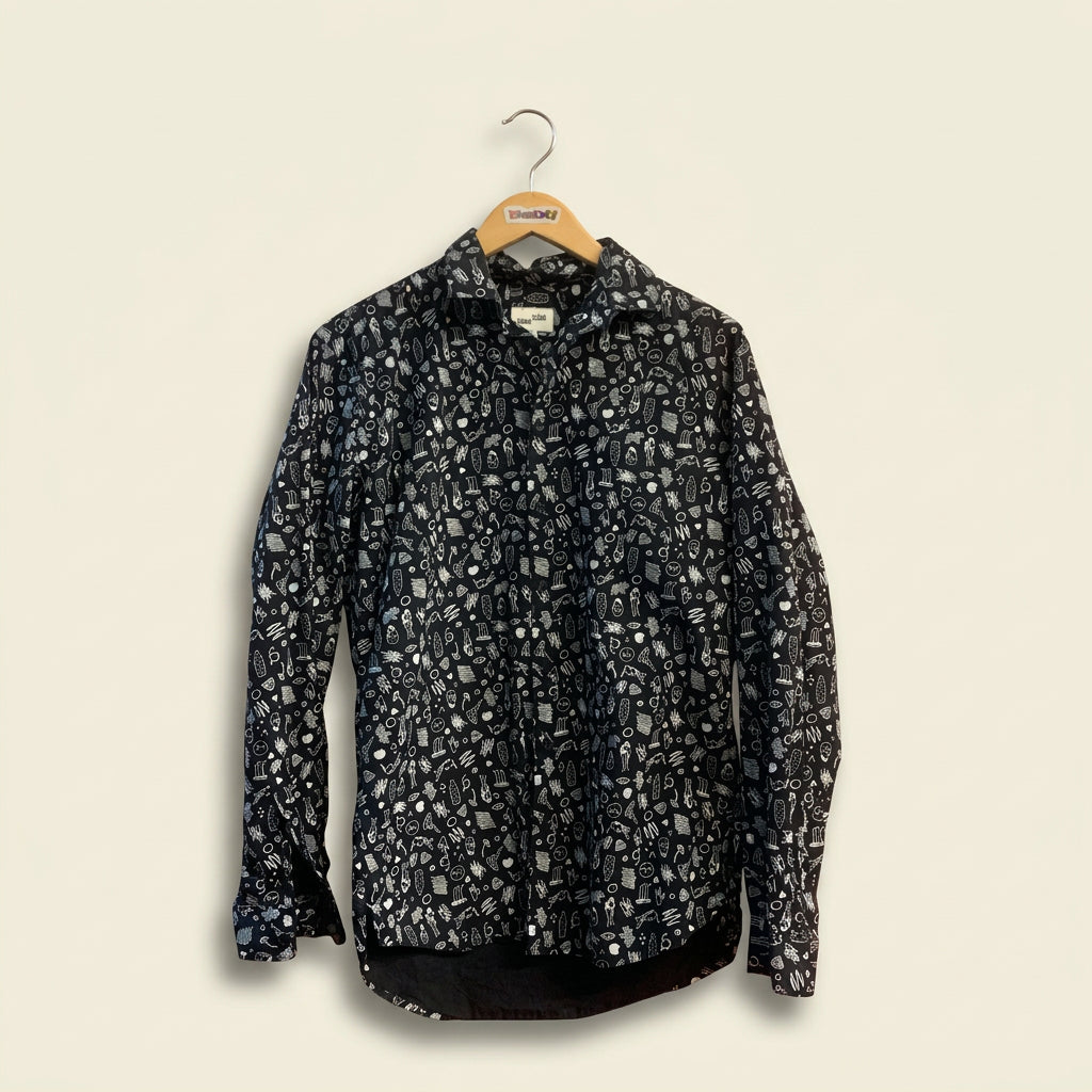 Frank + Oak Artistic Pattern Button Up Blue Men’s Size S