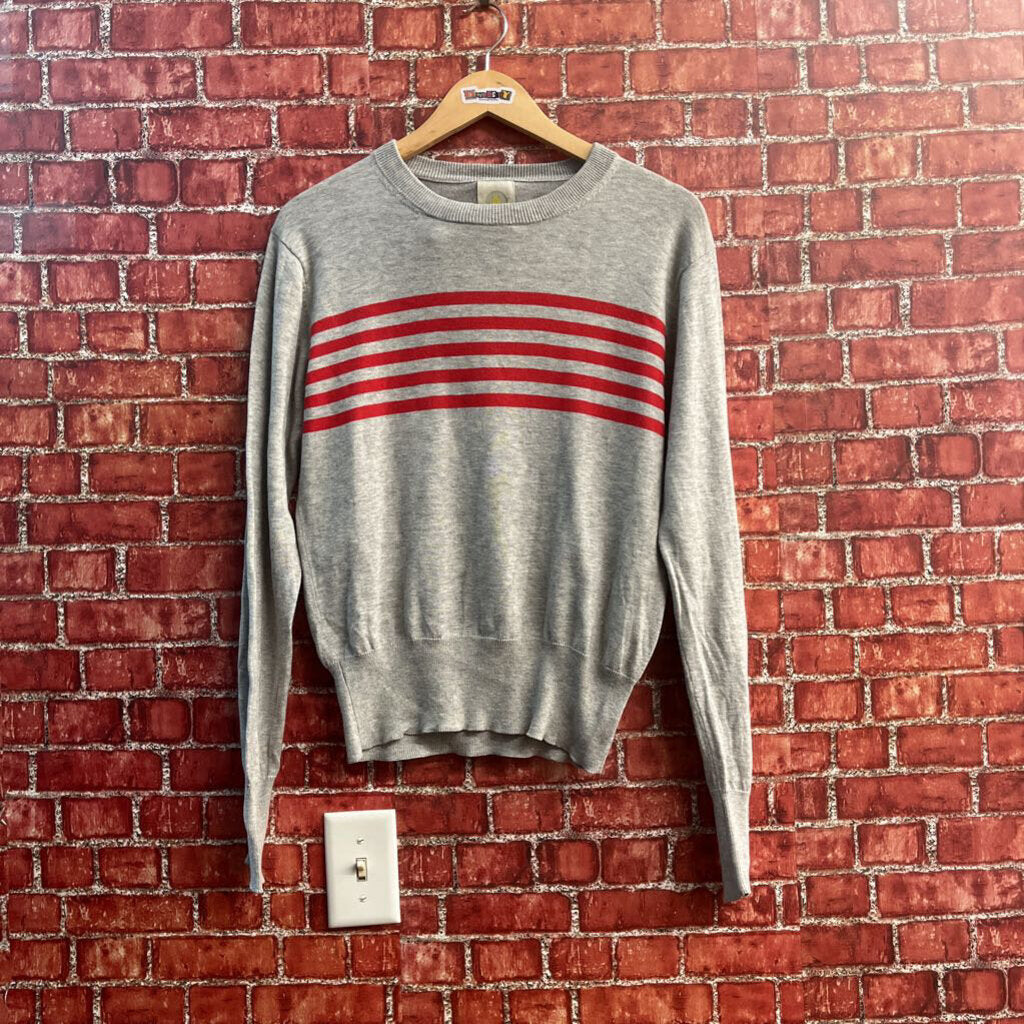 Gant Grey W/Red Stripe Thin Knit Sweater Size S