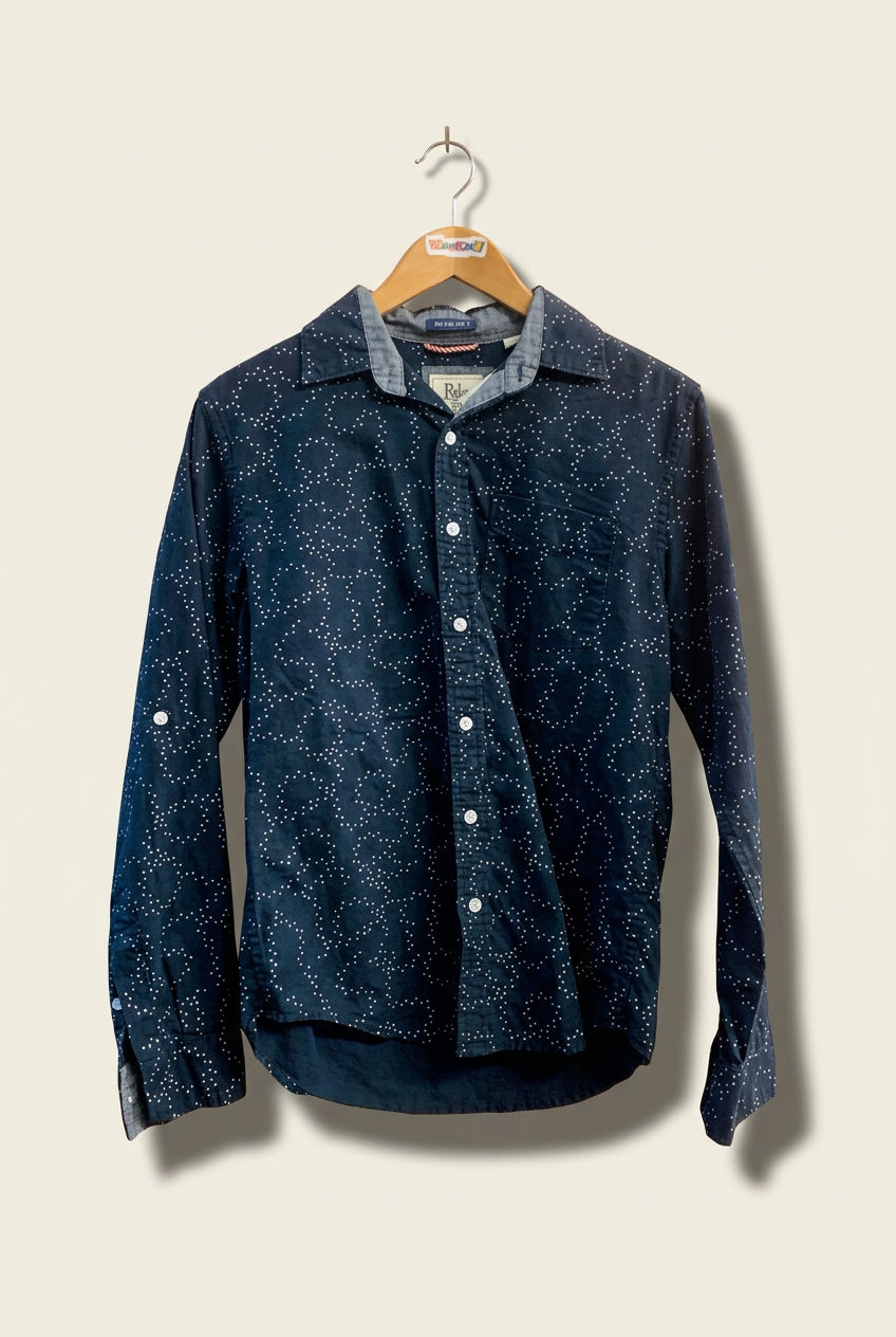RJC Blue Paw Pattern Polka Dot Button Up Men’s Size S