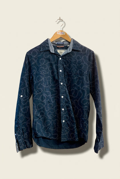 RJC Blue Paw Pattern Polka Dot Button Up Men’s Size S