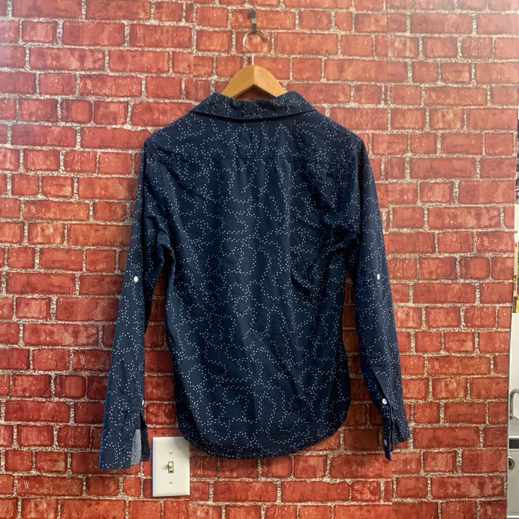 RJC Blue Paw Pattern Polka Dot Button Up Men’s Size S