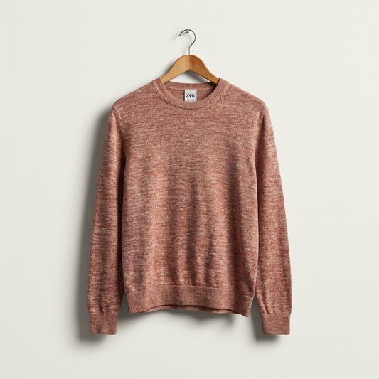 Zara Man Red Thin Knit Crewneck Sweater Men’s Size S
