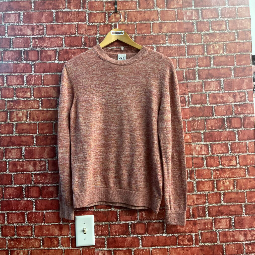 Zara Man Red Thin Knit Crewneck Sweater Size S