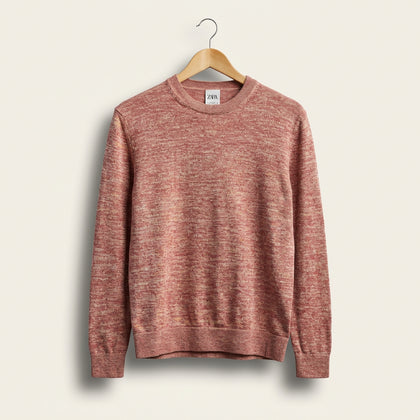 Zara Man Red Thin Knit Crewneck Sweater Size S