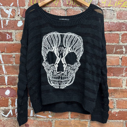 Nollie Sweater Skeleton Design Black/White Size L