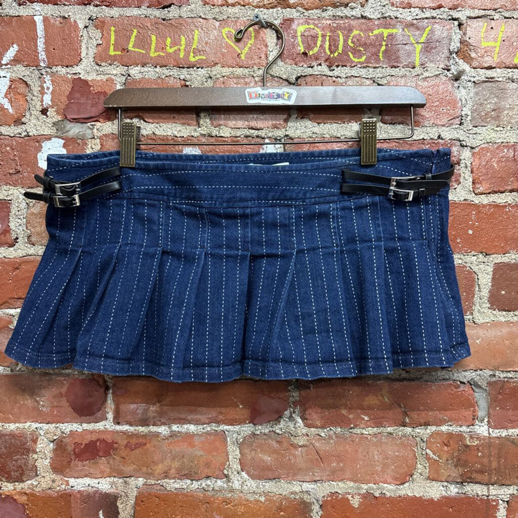 Miaou Mini Skirt Jean Adjustable Belts Blue Size M