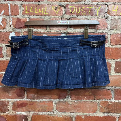 Miaou Mini Skirt Jean Adjustable Belts Blue Size M