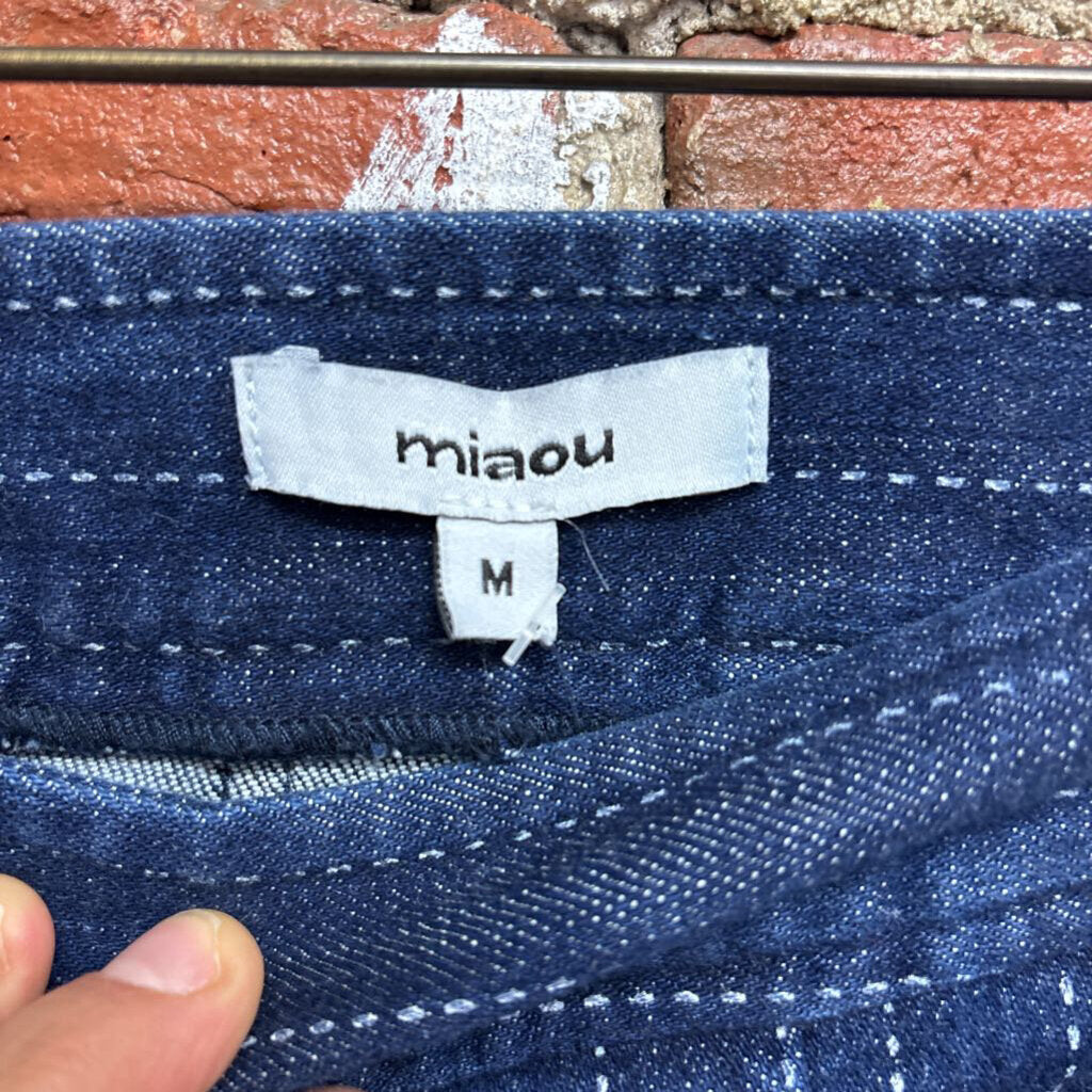 Miaou Mini Skirt Jean Adjustable Belts Blue Size M
