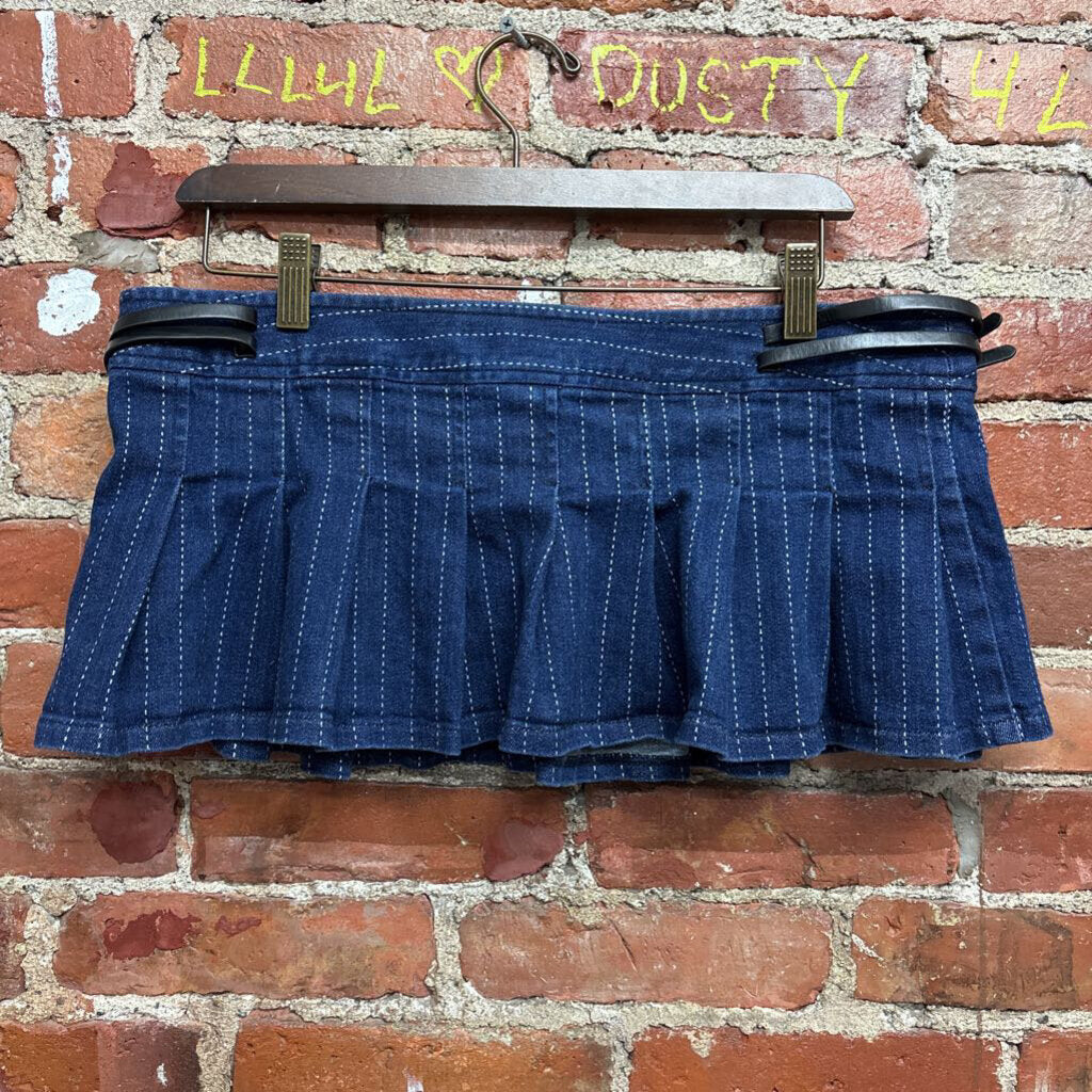 Miaou Mini Skirt Jean Adjustable Belts Blue Size M