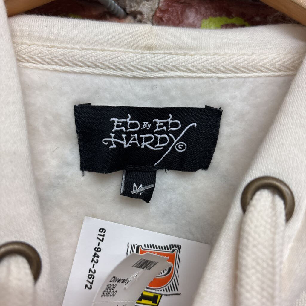 Ed Hardy Zip Up Graphic Design Cream/Red/Black Size M