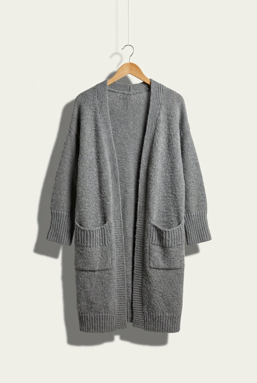 unbranded Open Front Knit Cardigan Grey Ladies Size 3XL