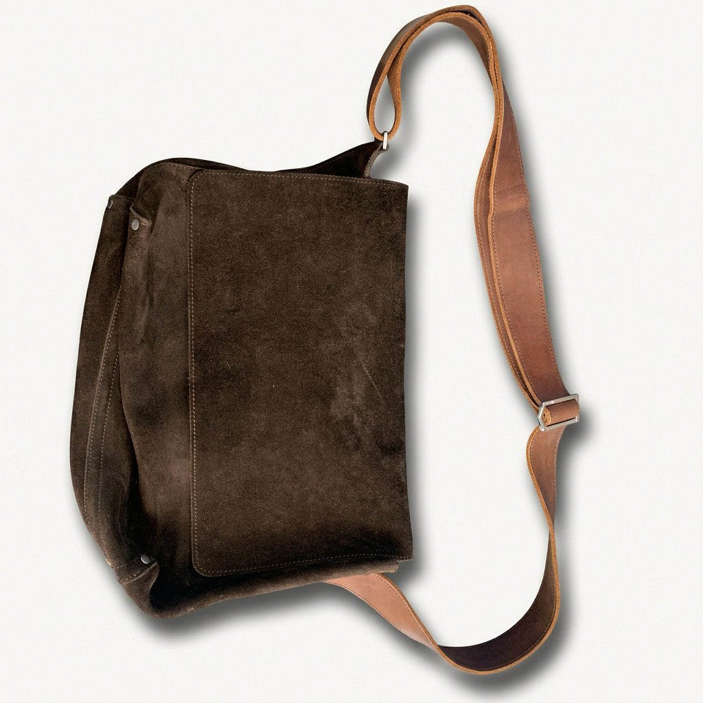 Jack Spade Suede Leather Messenger Bag Brown