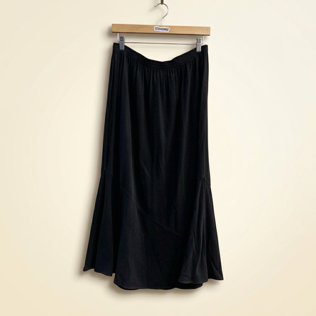 Tianello Maxi Skirt Flowy Black Ladies Size XL