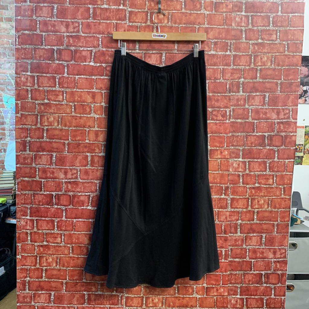 Tianello Maxi Skirt Flowy Black Ladies Size XL