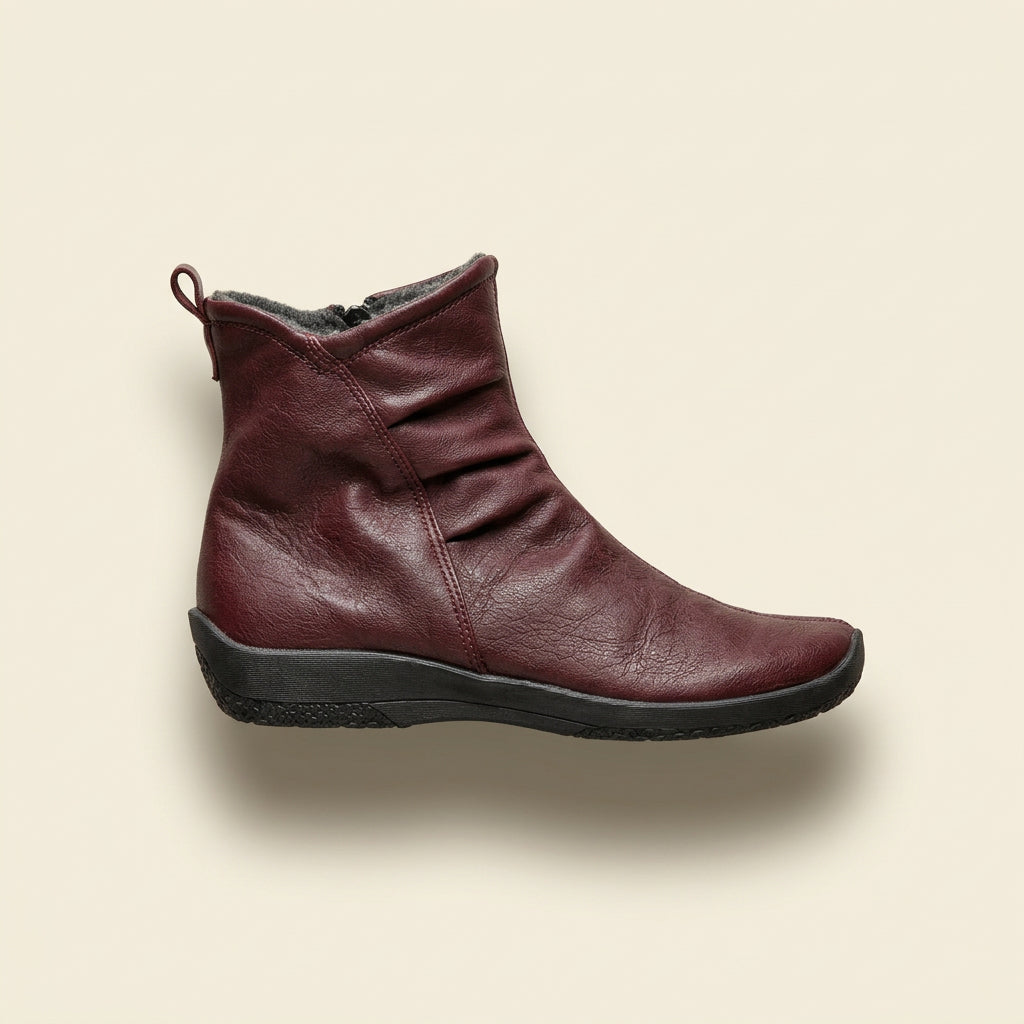 Arcopedico Ankle Boot Faux Leather Fleece Lined Burgundy Size 38 (8L)