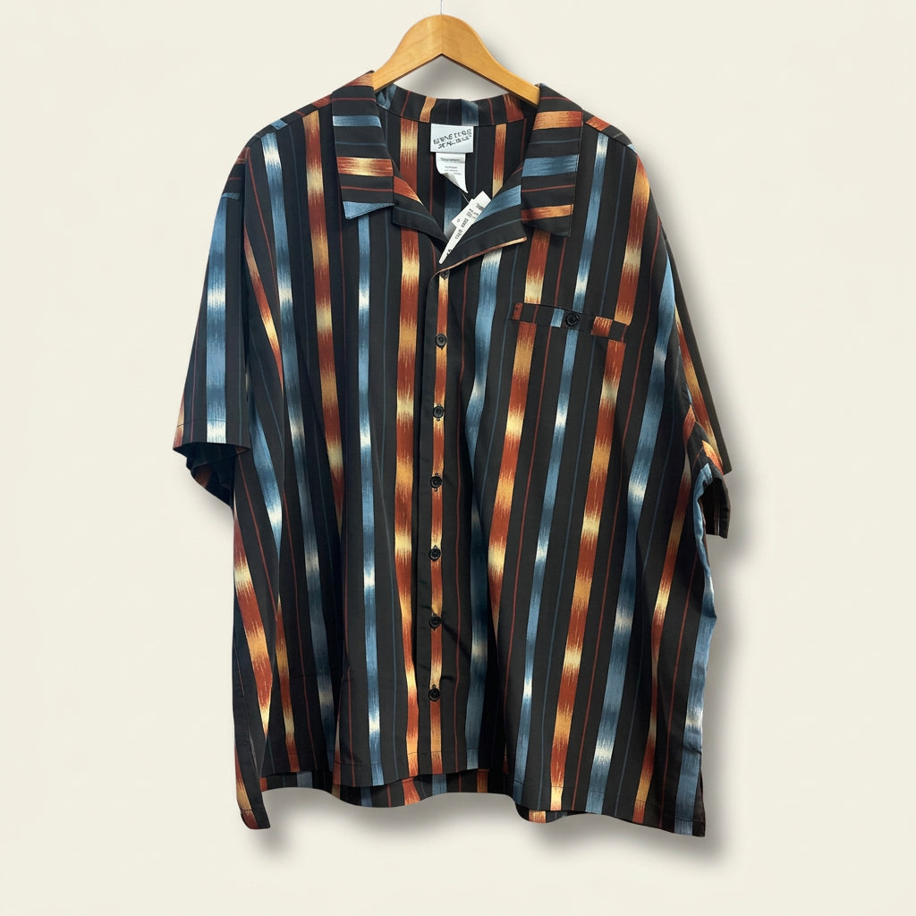 Irvine Park Abstract Striped Button Up Black/Red/Blue Men’s Size 3XL