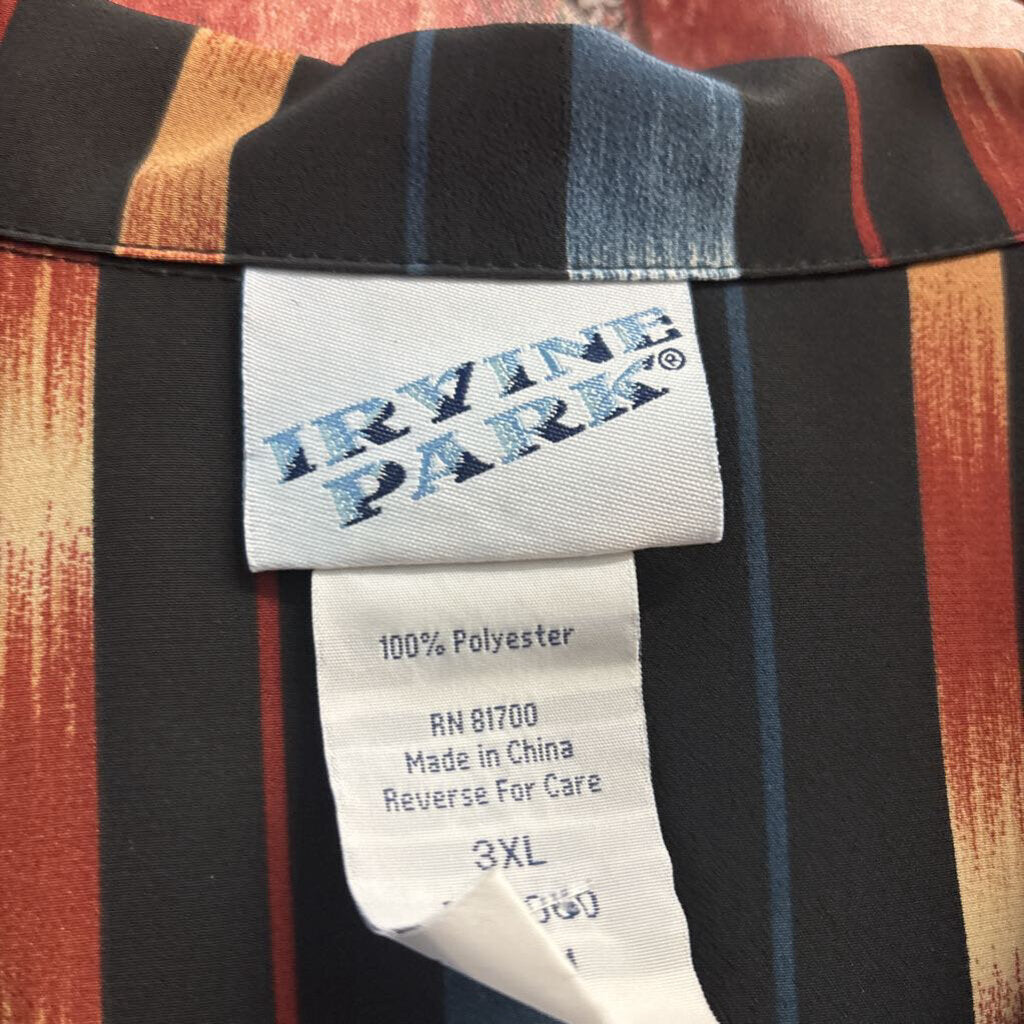 Irvine Park Abstract Striped Button Up Black/Red/Blue Men’s Size 3XL