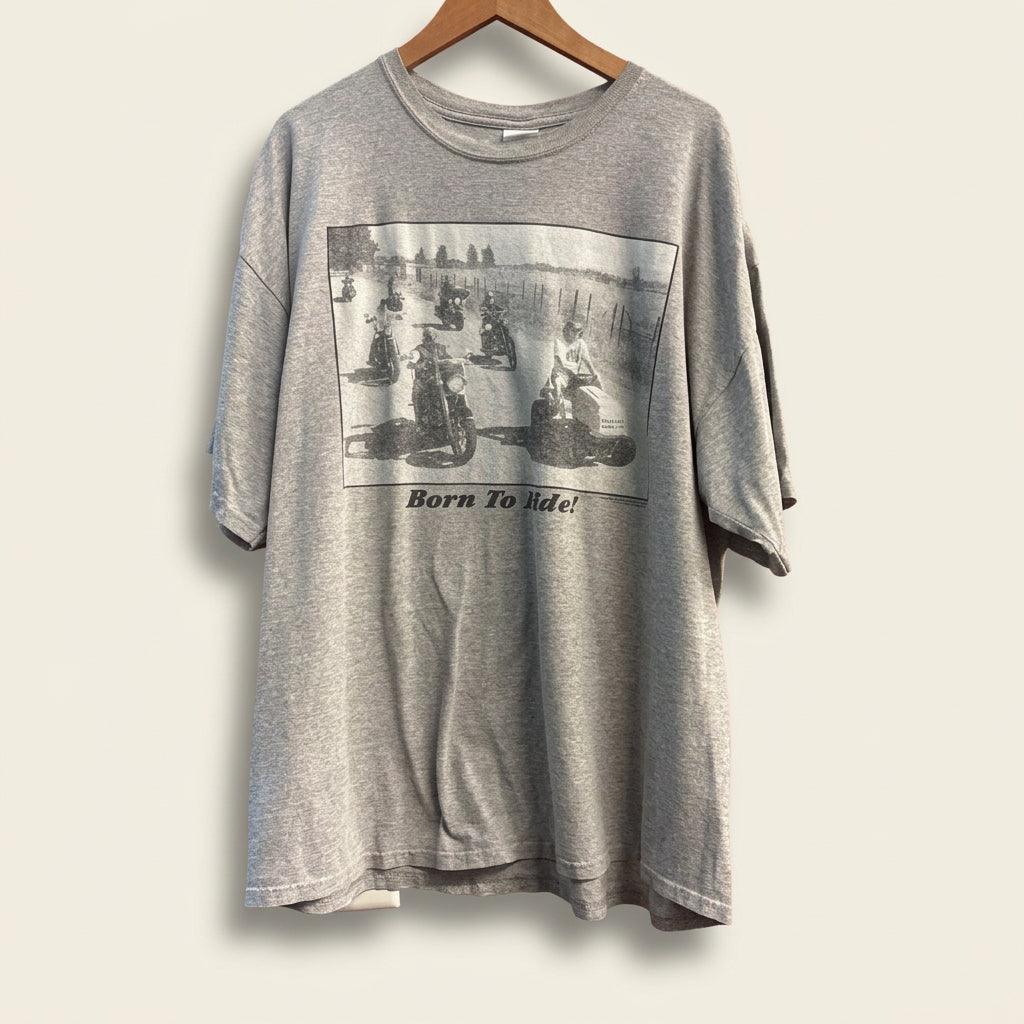 Gildan Born To Ride T-shirt Grey/Black Men’s Size 2XL