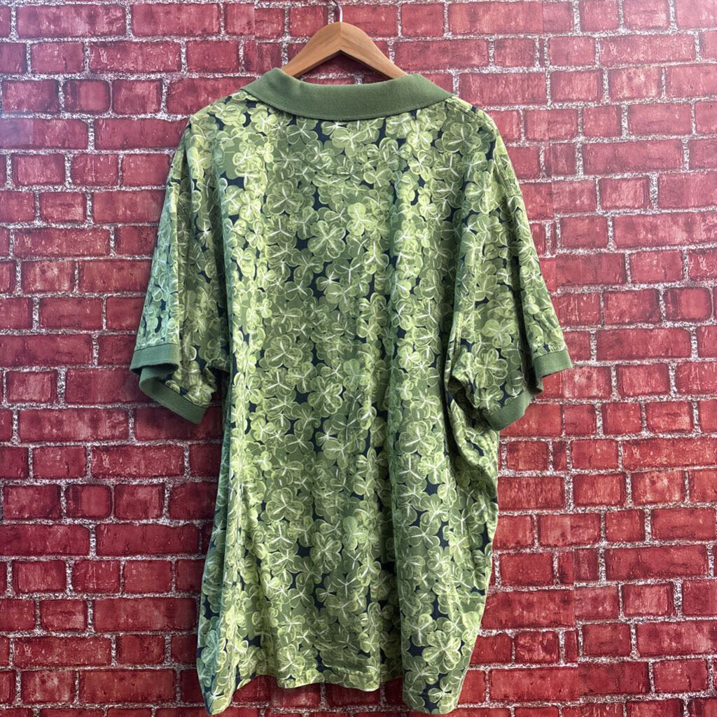 Orvis All Over Shamrock Print Polo T-Shirt Green/White Men’s Size XXL