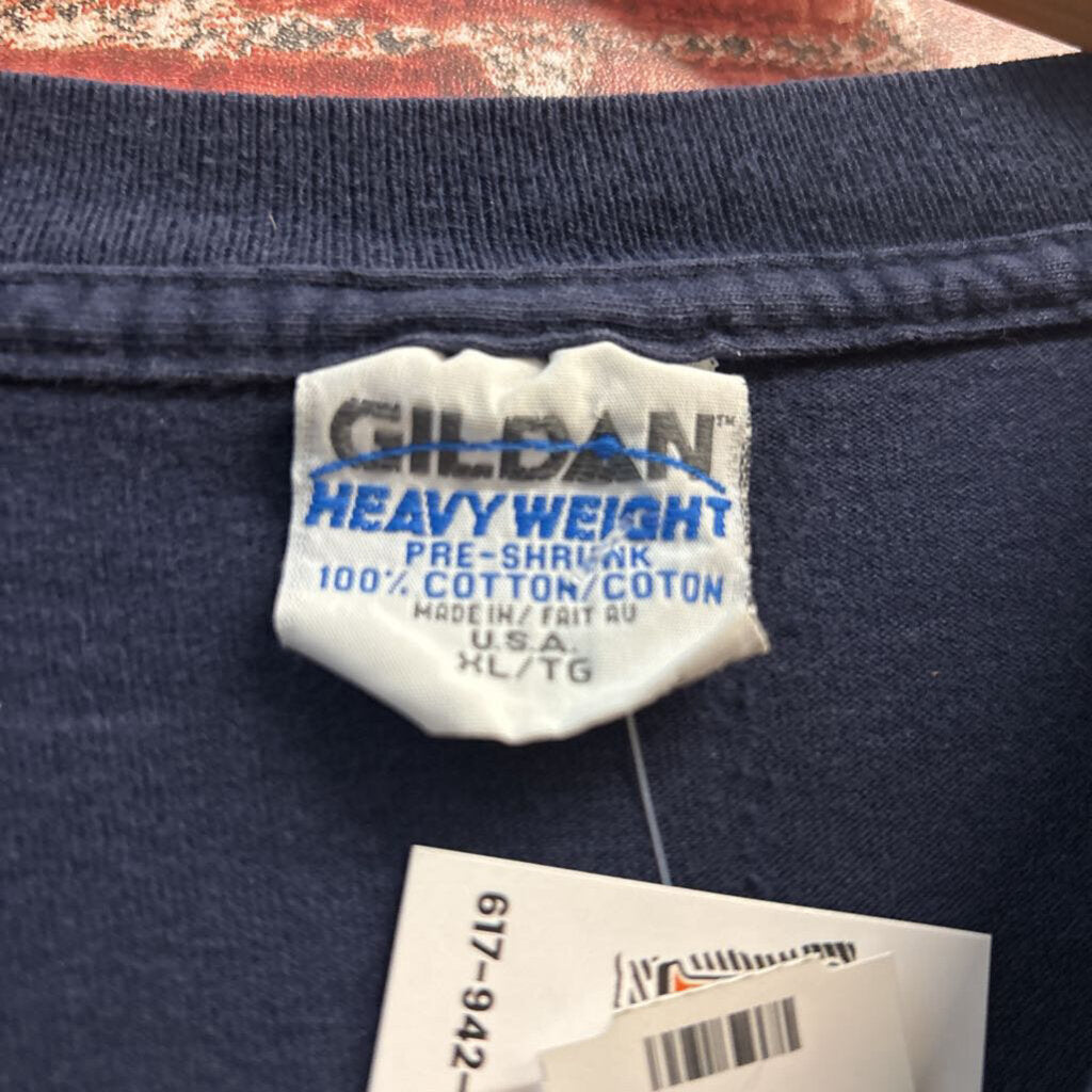 Gildan SPAM Print T-Shirt Navy/Yellow/Pink Men’s Size XL