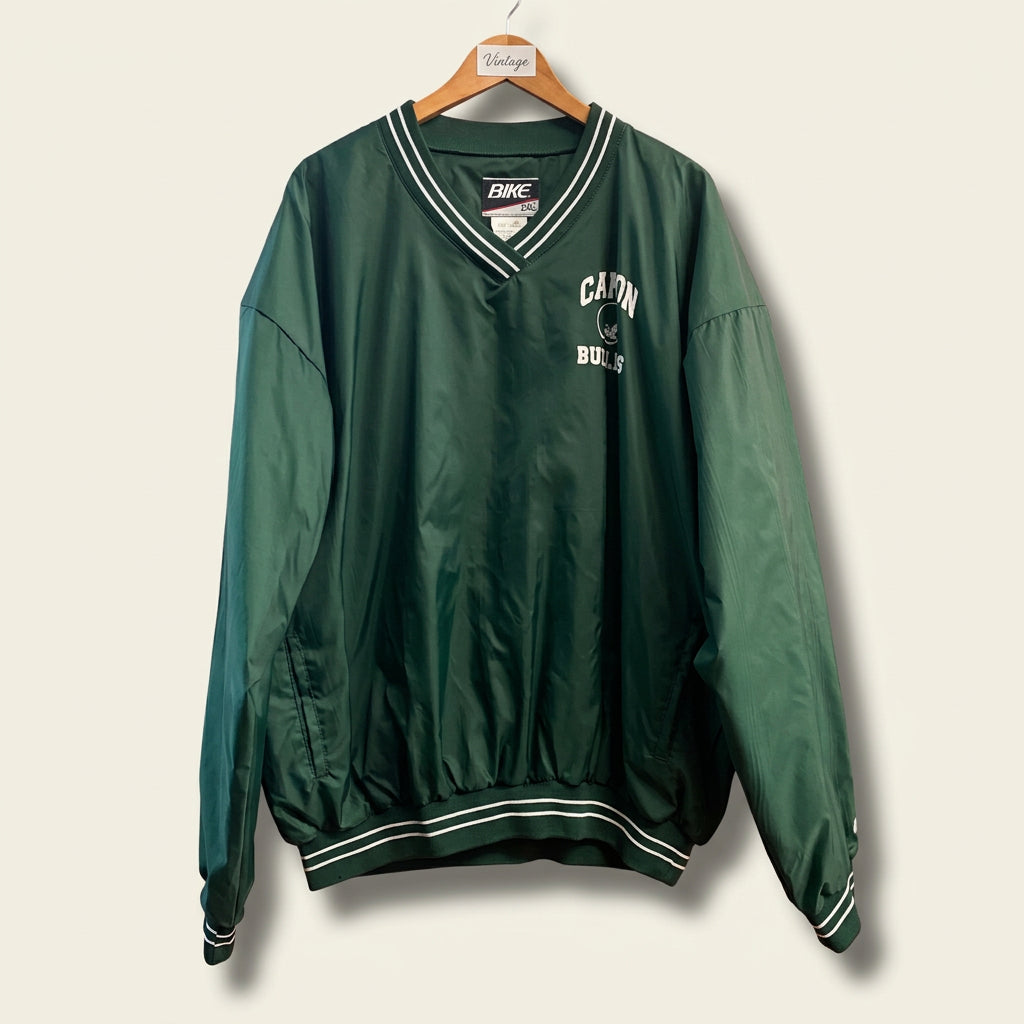 Vintage Bike Athletic Co. "Canton Bulldogs" V-Neck Pullover Windbreaker Green/White Men’s Size 2XL