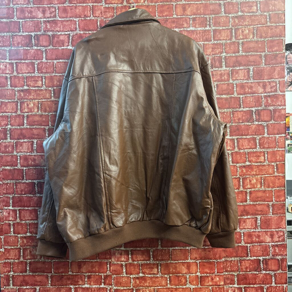 Duke by Haband Faux Leather Bomber Jacket Brown Men’s Size 3XL