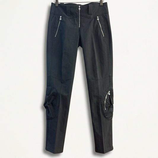 Vintage Marithe Francois Girbaud Zipper Detailed Straight Pants Black Ladies Size 27